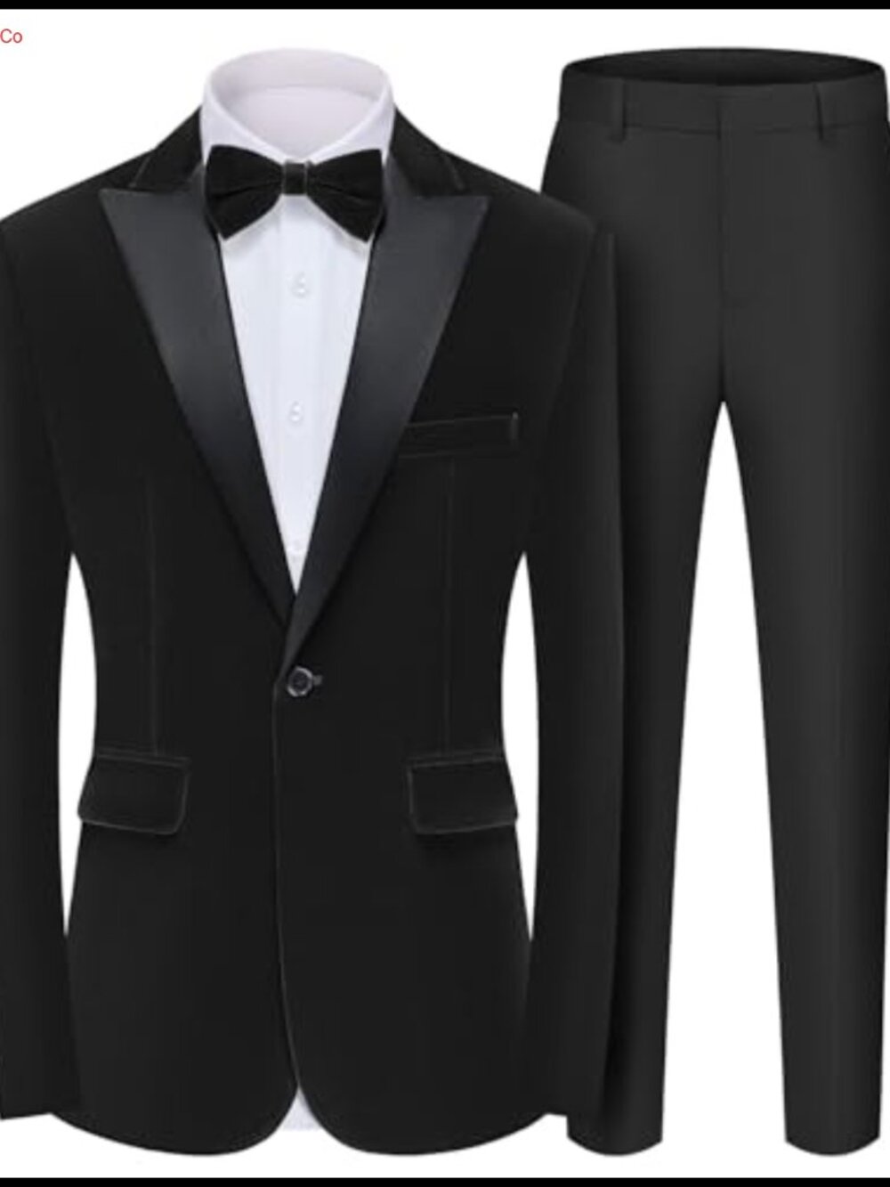 Men's 2 Piece Velvet Suit Peak Lapel One Button Slim Fit Tuxedo Blazer & Pants